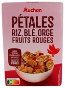 AUCHAN (ALCAMPO) PÉTALOS DE ARROZ, TRIGO, CEBADA, FRUTAS ROJAS AUCHAN (ALCAMPO) PÉTALOS DE ARROZ, TRIGO, CEBADA, FRUTAS ROJAS
