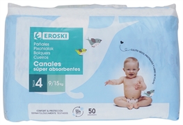 EROSKI PAÑALES CANALES SUPER ABSORBENTES EROSKI PAÑALES CANALES SUPER ABSORBENTES