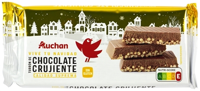 AUCHAN (ALCAMPO) TURRÓN DE CHOCOLATE CRUJIENTE AUCHAN (ALCAMPO) TURRÓN DE CHOCOLATE CRUJIENTE