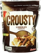 AUCHAN (ALCAMPO) CEREAL GRANOLA CROUSTY 3 CHOCOLATES. AUCHAN (ALCAMPO) CEREAL GRANOLA CROUSTY 3 CHOCOLATES.