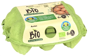 AUCHAN BIO + SELLO CULTIVAMOS LO BUENO HUEVOS ECOLÓGICOS