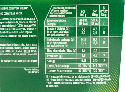 ACTIVIA (DANONE) CON AVENA Y NUECES.