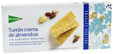 EL CORTE INGLÉS TURRÓN CREMA DE ALMENDRAS SIN AZÚCARES AÑADIDOS