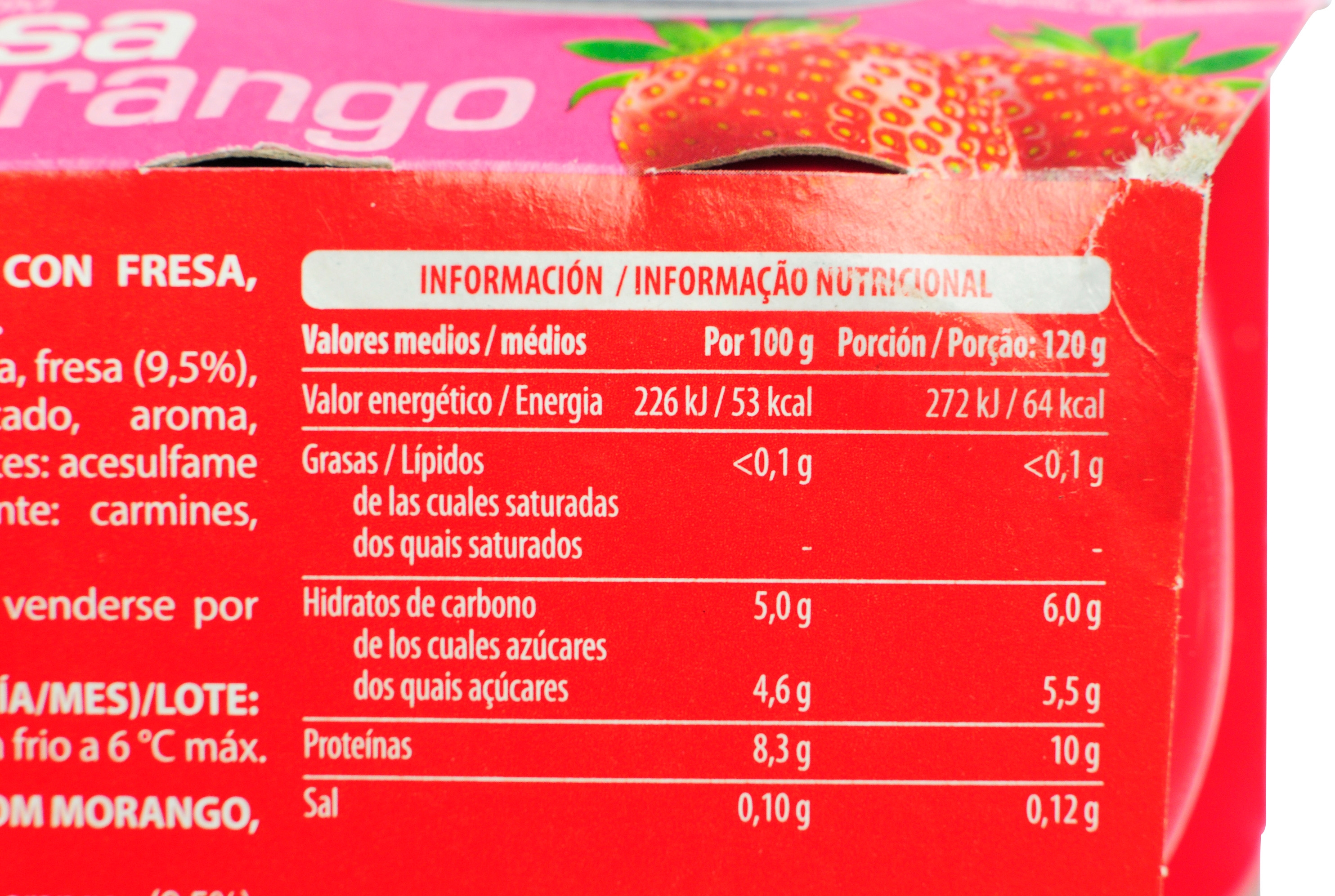 HACENDADO (MERCADONA) PROTEÍNAS SABOR FRESA 0% MG.