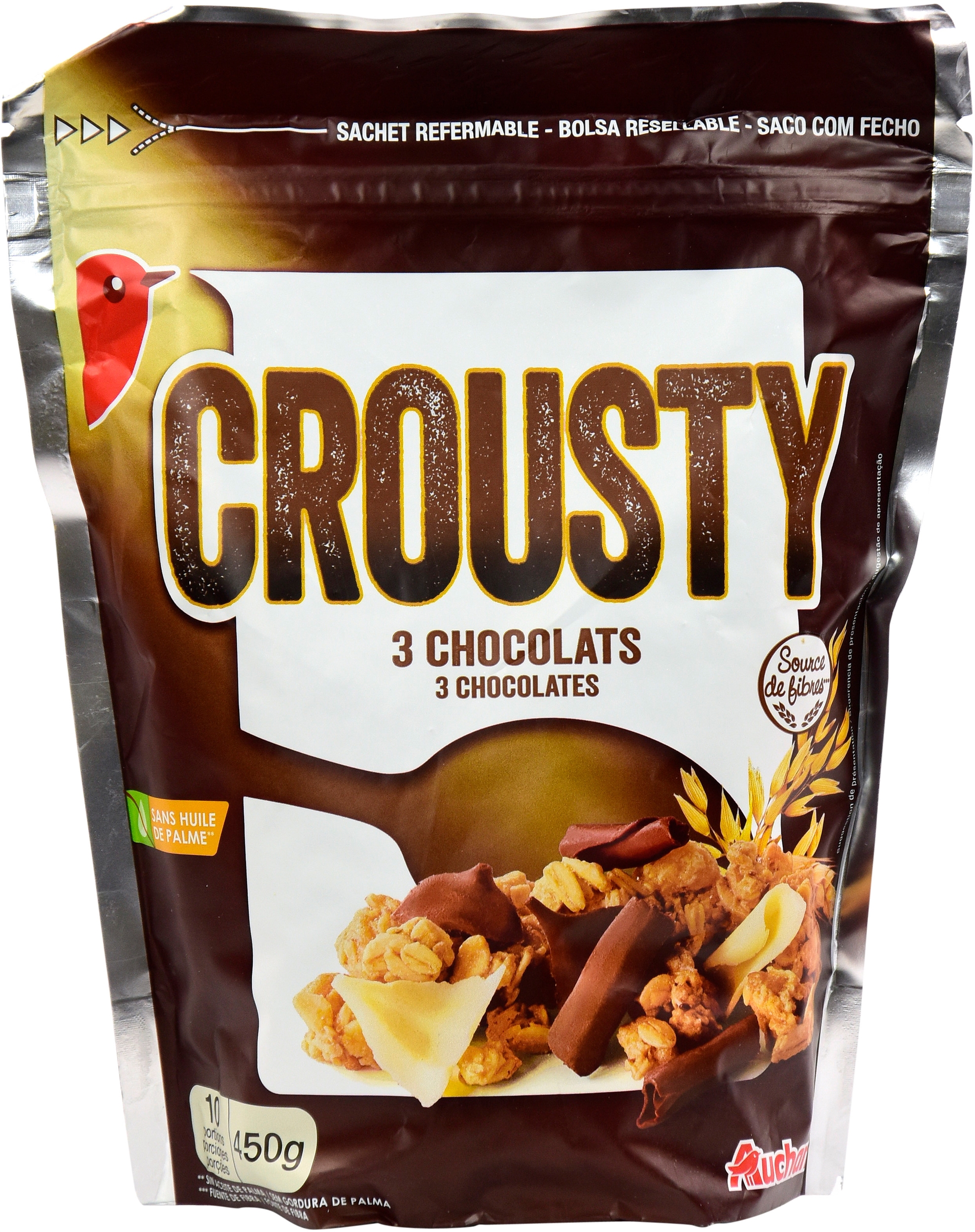 AUCHAN (ALCAMPO) CROUSTY 3 CHOCOLATES.