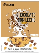 GRANDIA (DIA) CHOCOLATE CON LECHE, COPOS DE ARROZ Y TRIGO INTEGRAL.