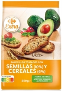 CARREFOUR EXTRA Panecillos tostados con semillas 10% y cereales 6%.