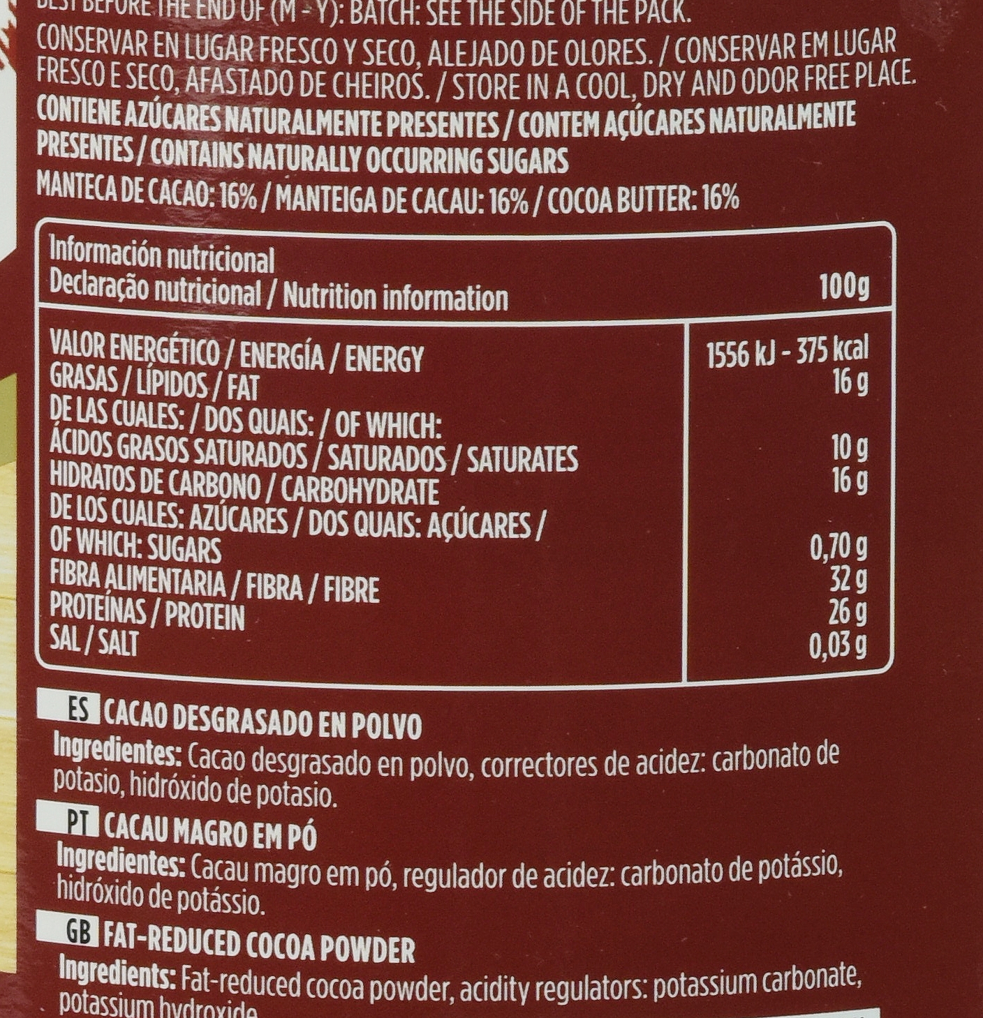 VALOR CACAO PURO 0% AZÚCARES AÑADIDOS