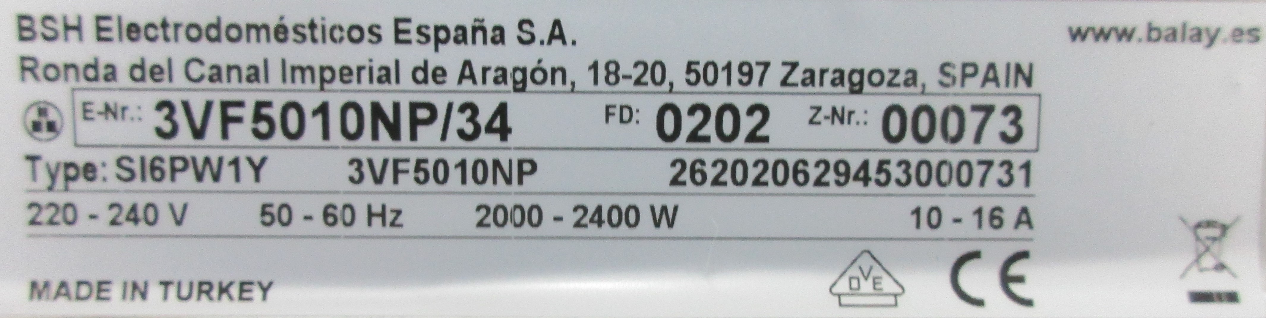 BALAY 3VF5010NP