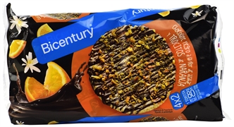 BICENTURY TORTITA CHOCOLATE NEGRO A LA FLOR DE AZAHAR Y TROCITOS DE NARANJA