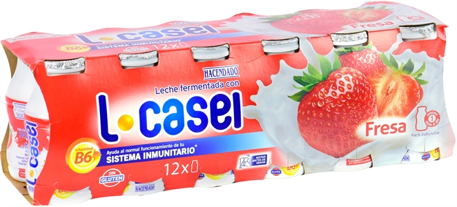 HACENDADO (MERCADONA) LECHE FERMENTADA CON L. CASEI FRESA.