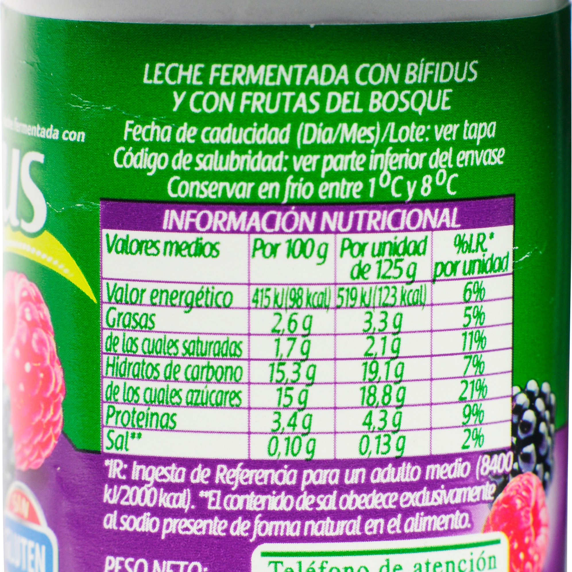 HACENDADO (MERCADONA) BÍFIDUS FRUTAS DEL BOSQUE.