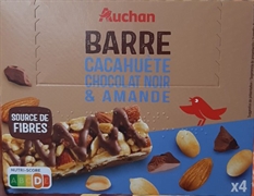 AUCHAN (ALCAMPO) BARRE CACAHUÈTE CHOCOLAT NOIR & AMANDE