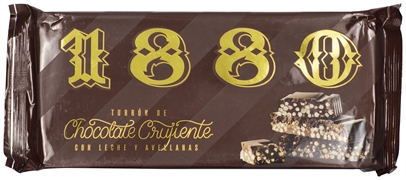 1880 Turrón de chocolate crujiente con leche y avellanas