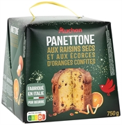 AUCHAN (ALCAMPO) PANETTONE AUX RAISINS SECS ET AUX ÉCORCES DÓRANGES CONFITES