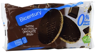 BICENTURY TORTITA DE ARROZ INTEGRAL CON CHOCOLATE NEGRO SIN AZÚCAR AÑADIDO