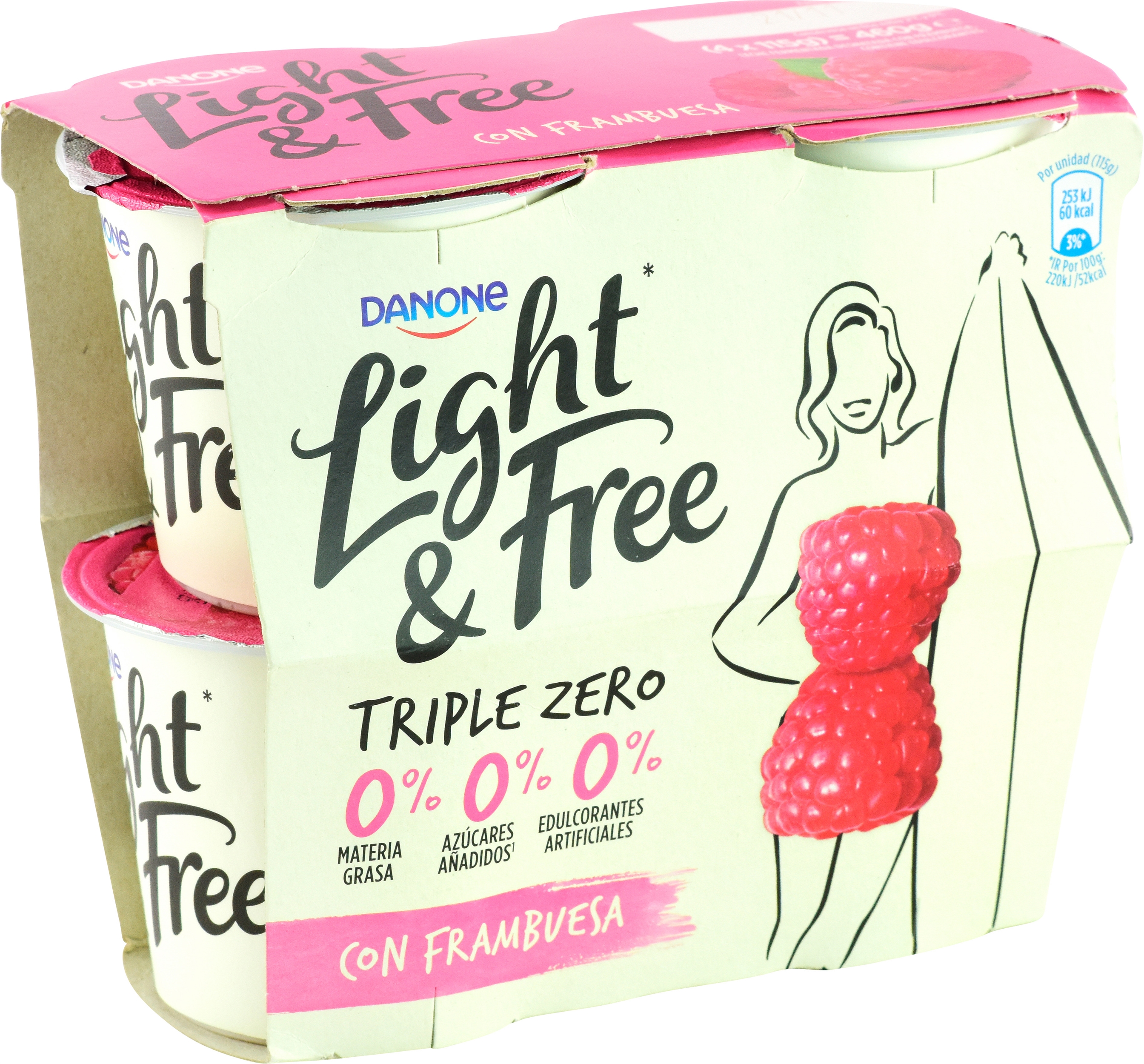 LIGHT & FREE (DANONE) TRIPLE ZERO CON FRAMBUESA.