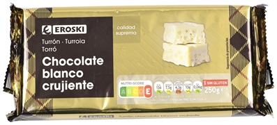 EROSKI TURRÓN CHOCOLATE BLANCO CRUJIENTE