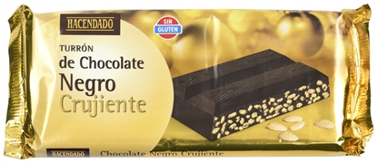 HACENDADO (MERCADONA) Turrón de chocolate negro crujiente