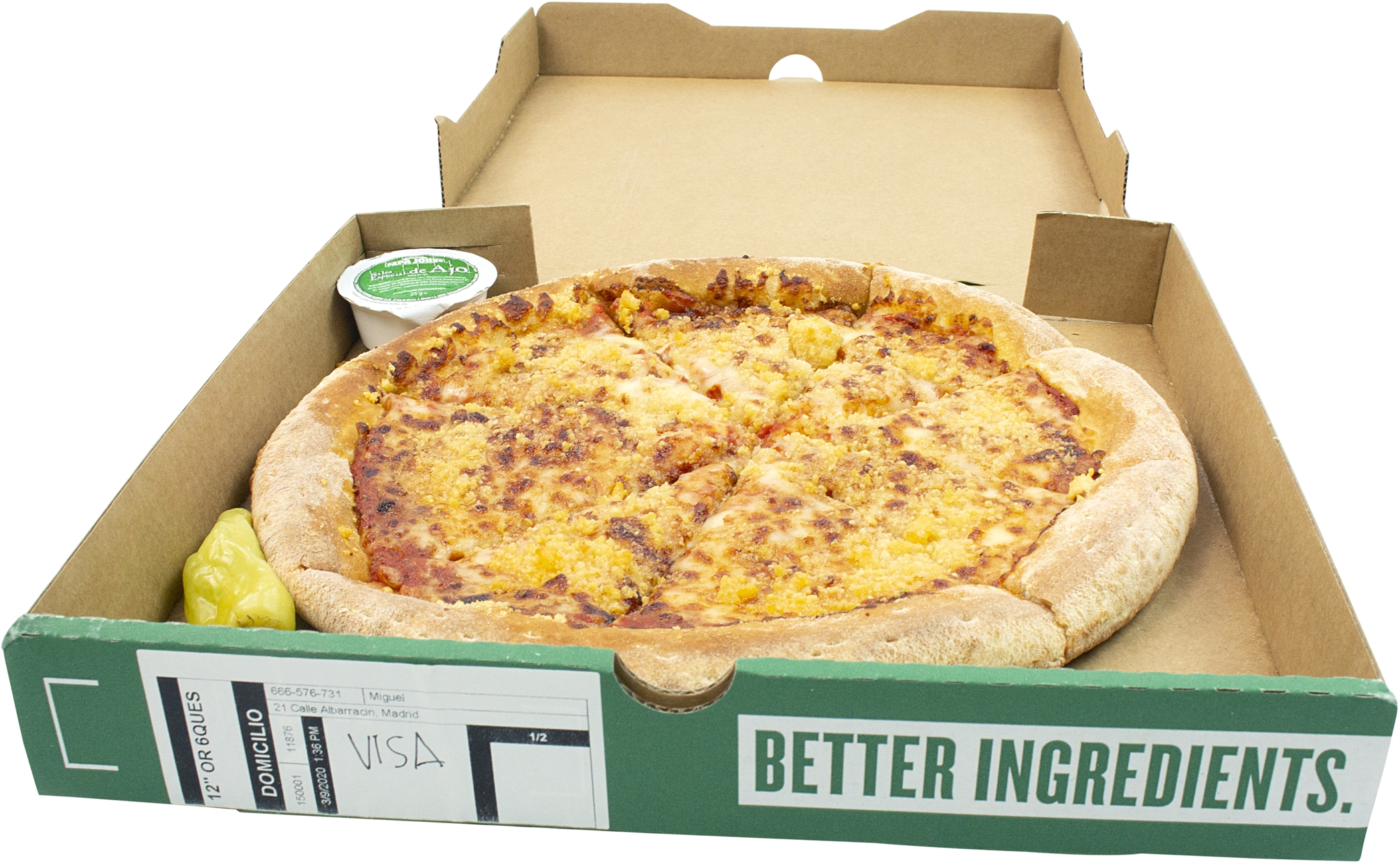 Pizza PAPA JOHN'S SEIS QUESOS. detalles y precios del análisis