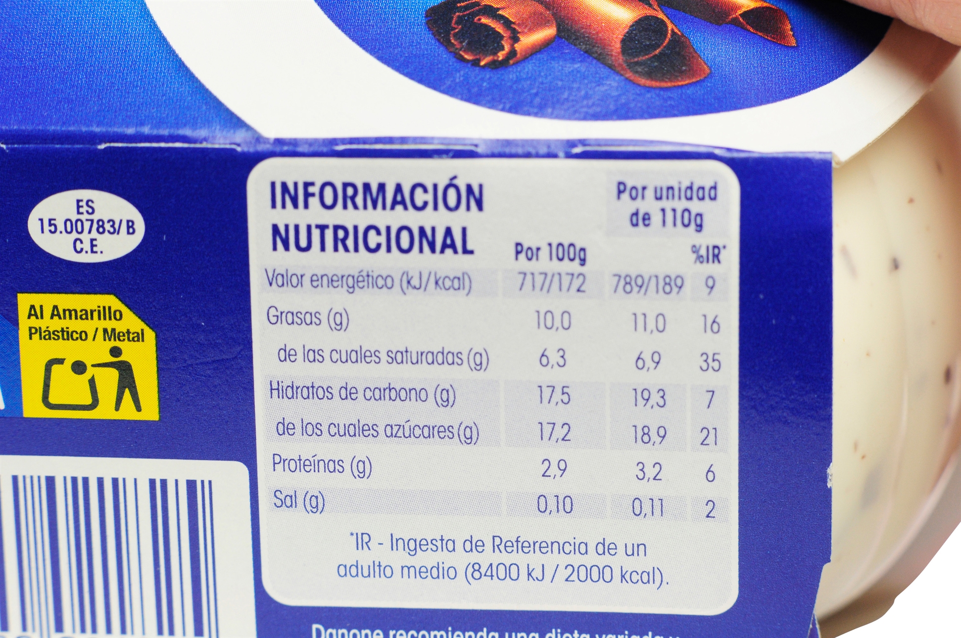 Calorías e información nutricional de kalimera griego Yogur al