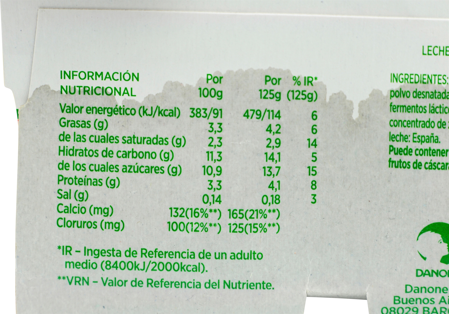 Valor nutricional de ACTIVIA (DANONE) CON FRESA. OCU Valor nutricional de ACTIVIA (DANONE) CON FRESA. OCU